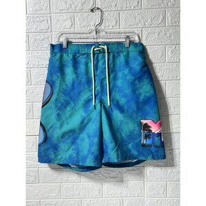 New w/ Tags - MTV x POINTZERO Men's Blue Tie Die Swim Trunks Size M